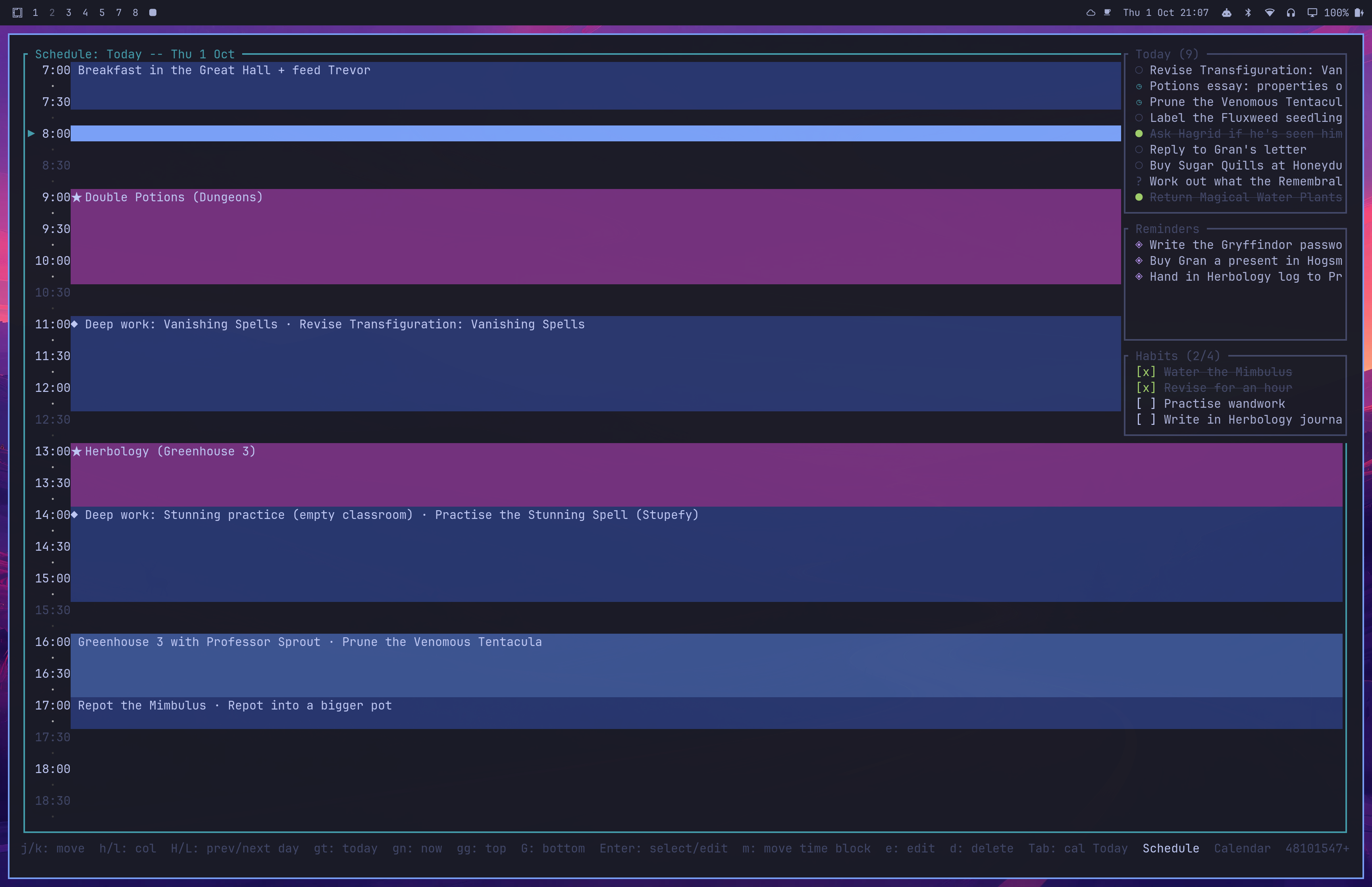 Schedule view